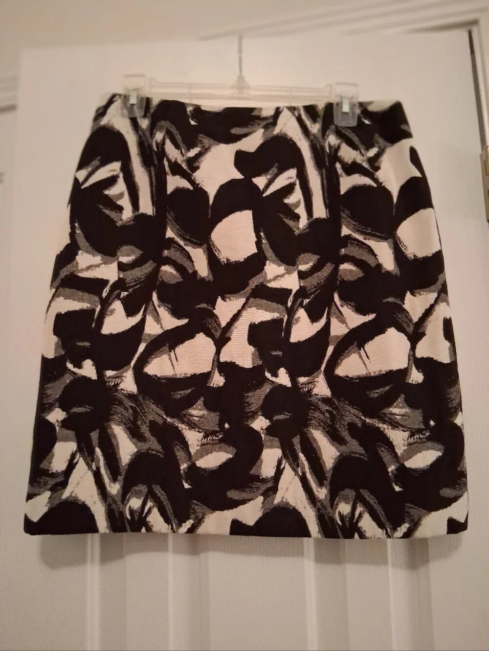 Black & White Brushstroke Pencil Skirt